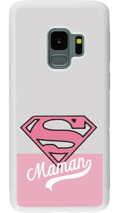 Samsung Galaxy S9 Case Hülle - Silikon weiss Mom 2024 Super hero maman