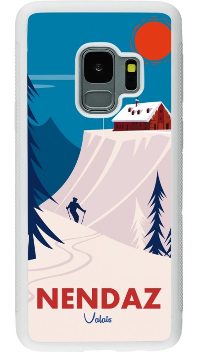 Samsung Galaxy S9 Case Hülle - Silikon weiss Nendaz Cabane Ski