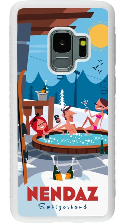 Samsung Galaxy S9 Case Hülle - Silikon weiss Nendaz Mountain Jacuzzi