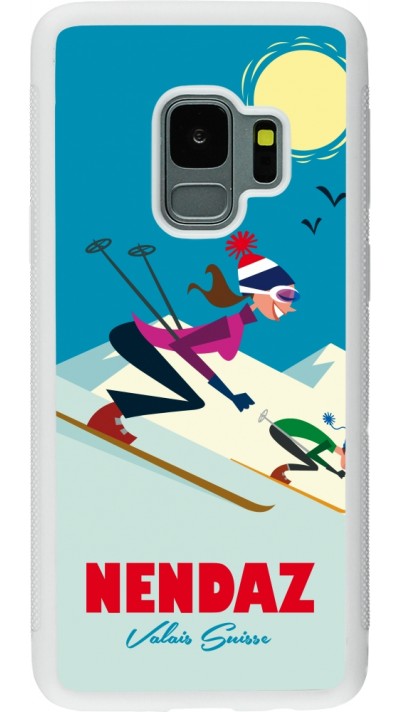 Samsung Galaxy S9 Case Hülle - Silikon weiss Nendaz Ski Downhill