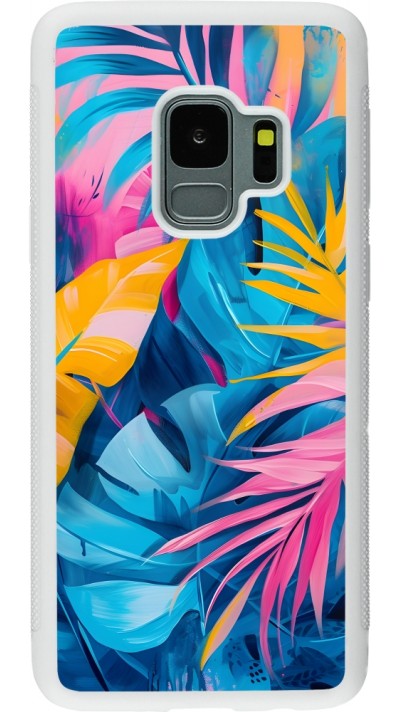 Samsung Galaxy S9 Case Hülle - Silikon weiss Palms Blue