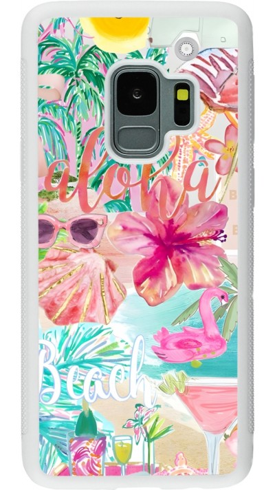 Samsung Galaxy S9 Case Hülle - Silikon weiss Preppy Collage Aloha