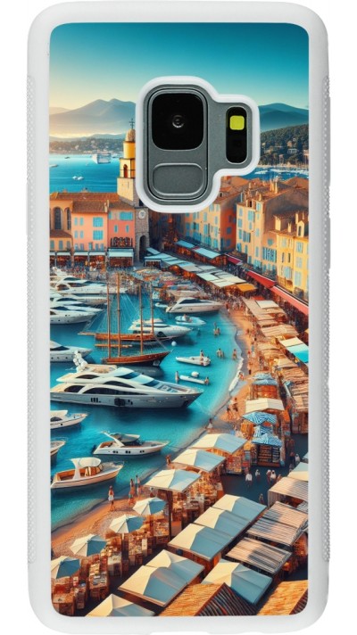 Samsung Galaxy S9 Case Hülle - Silikon weiss Saint-Tropez Strand