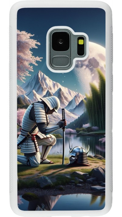 Samsung Galaxy S9 Case Hülle - Silikon weiss Samurai Katana Mond