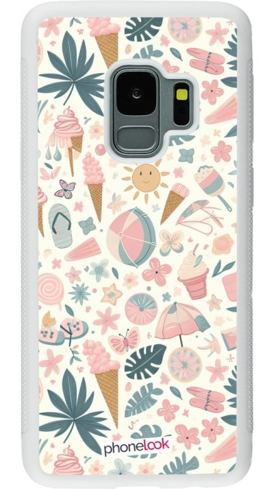 Samsung Galaxy S9 Case Hülle - Silikon weiss Sommer Pink Muster