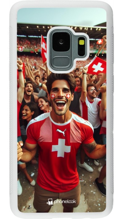 Samsung Galaxy S9 Case Hülle - Silikon weiss Schweizer Fan Euro 2024