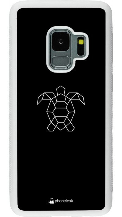 Coque Samsung Galaxy S9 - Silicone rigide blanc Turtles lines on black