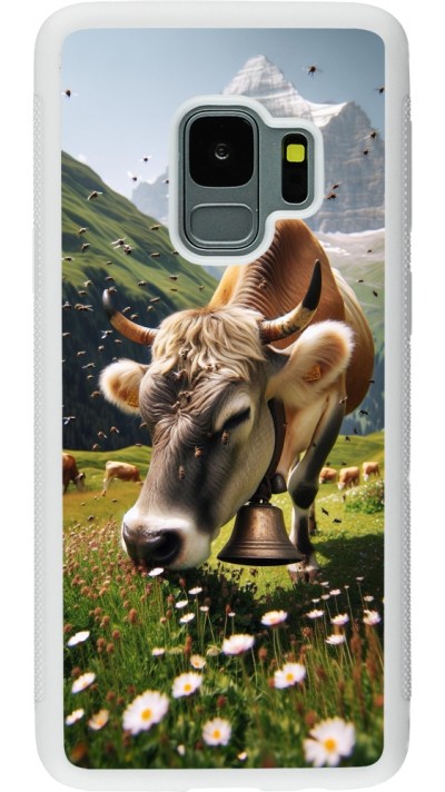 Coque Samsung Galaxy S9 - Silicone rigide blanc Vache montagne Valais