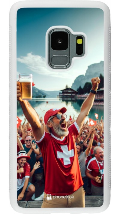 Samsung Galaxy S9 Case Hülle - Silikon weiss Schweizer Sieg Fanzone Euro 2024