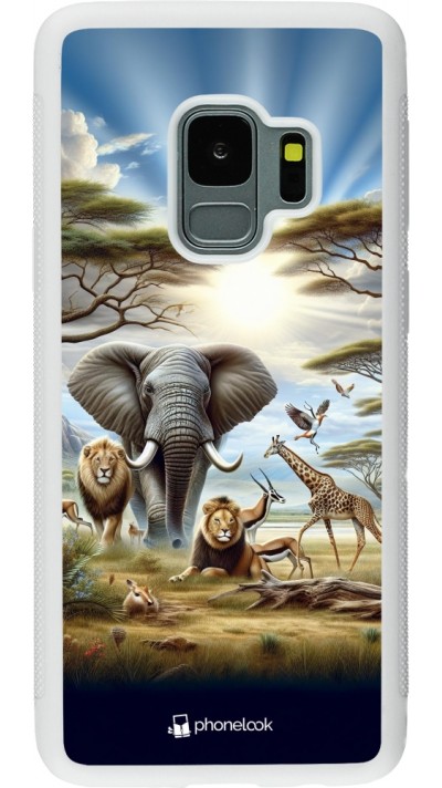 Coque Samsung Galaxy S9 - Silicone rigide blanc Vie sauvage africaine