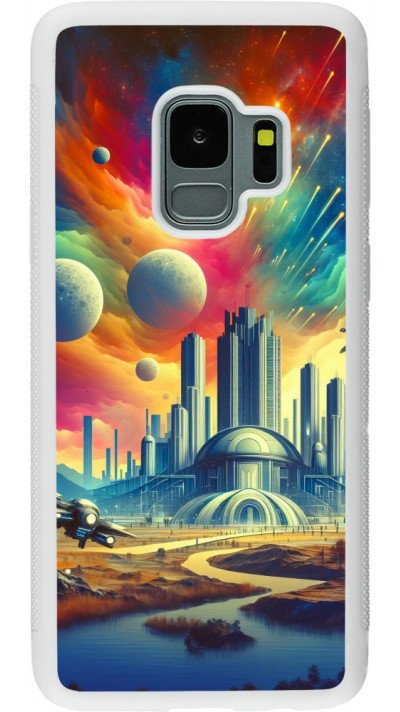 Coque Samsung Galaxy S9 - Silicone rigide blanc Ville extra-dôme futuriste