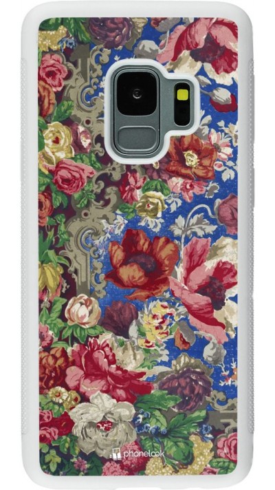 Coque Samsung Galaxy S9 - Silicone rigide blanc Vintage Art Flowers