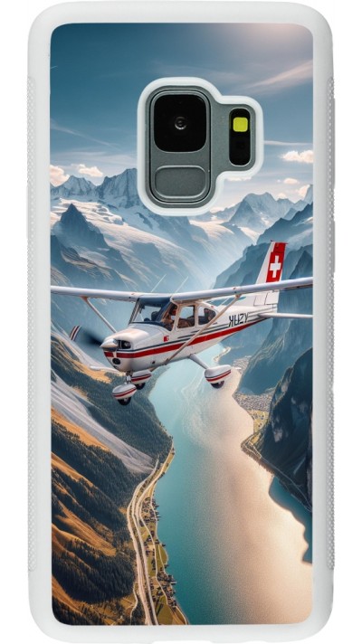 Coque Samsung Galaxy S9 - Silicone rigide blanc Vol Alpin Suisse