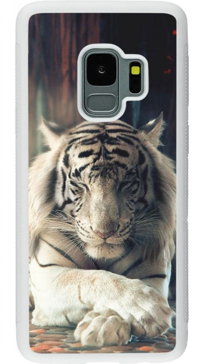 Coque Samsung Galaxy S9 - Silicone rigide blanc Zen Tiger