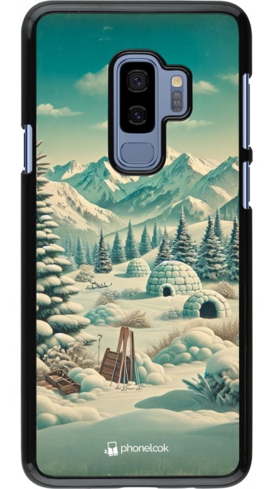 Samsung Galaxy S9+ Case Hülle - Vintage Schneebedeckter Berg Iglu