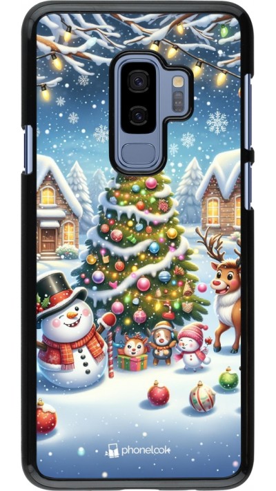 Samsung Galaxy S9+ Case Hülle - Weihnachten 2023 Schneemann und Tannenbaum