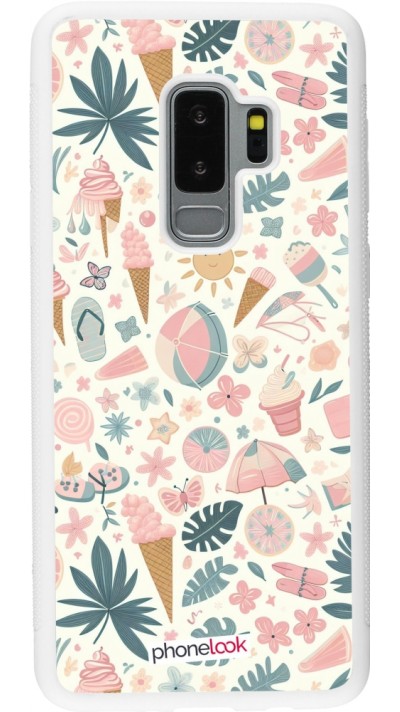 Coque Samsung Galaxy S9+ - Silicone rigide blanc Summer Pink Pattern