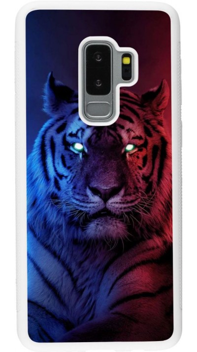 Coque Samsung Galaxy S9+ - Silicone rigide blanc Tiger Blue Red