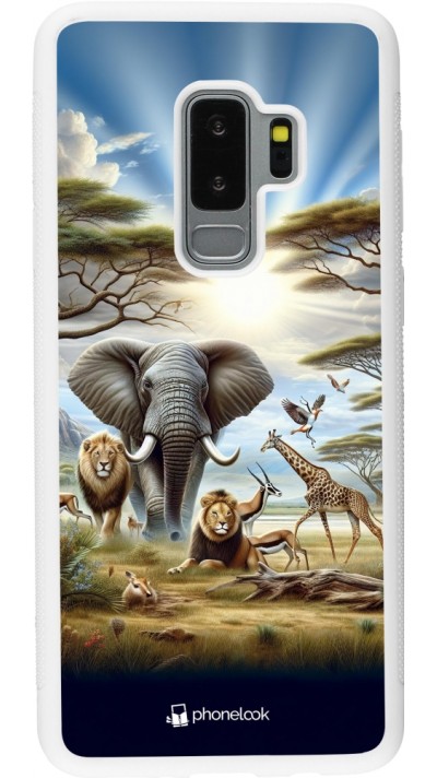 Coque Samsung Galaxy S9+ - Silicone rigide blanc Vie sauvage africaine