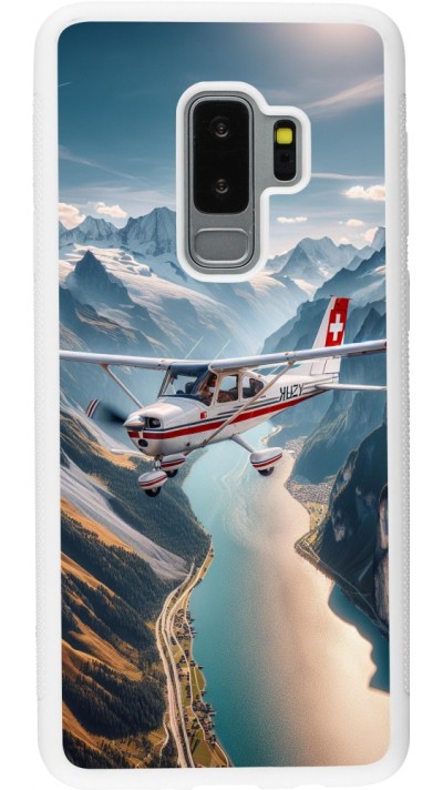 Coque Samsung Galaxy S9+ - Silicone rigide blanc Vol Alpin Suisse