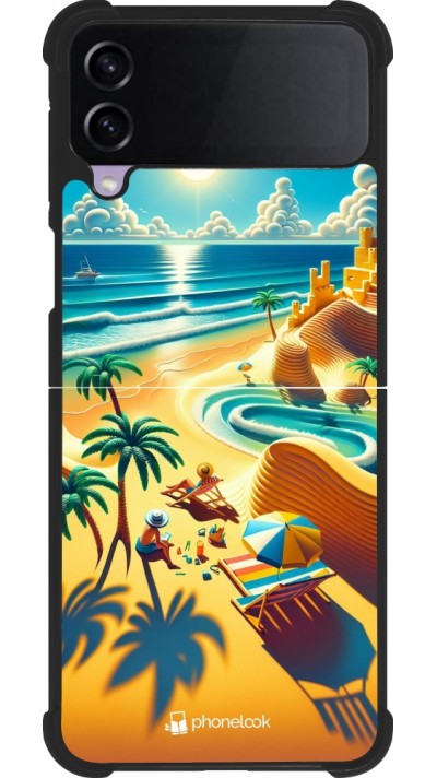 Coque Samsung Galaxy Z Flip3 5G - Silicone rigide noir Sunset Breeze