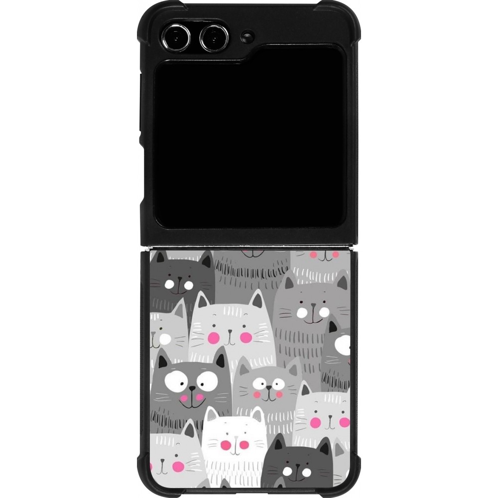 Samsung Galaxy Z Flip5 Case Hülle - Silikon schwarz Katzenschwärme