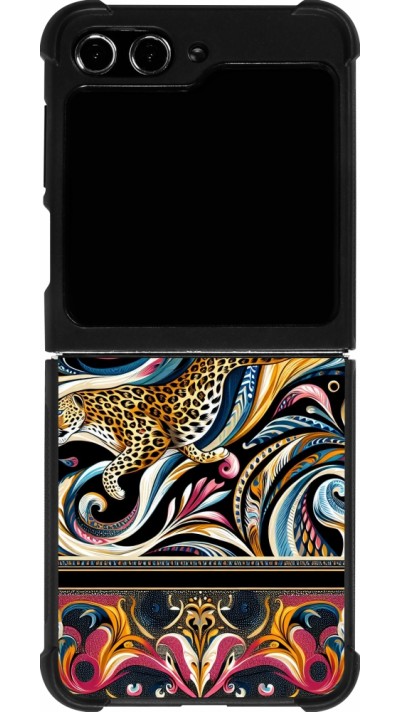 Samsung Galaxy Z Flip5 Case Hülle - Silikon schwarz Leopard Abstrakte Kunst