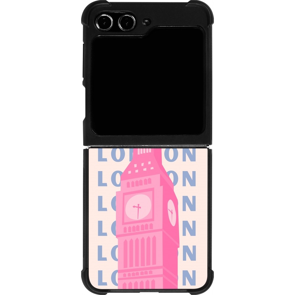 Samsung Galaxy Z Flip5 Case Hülle - Silikon schwarz London Pink Print