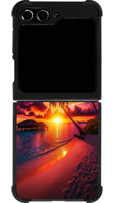 Samsung Galaxy Z Flip5 Case Hülle - Silikon schwarz Malediven Abenddämmerung Glückseligkeit