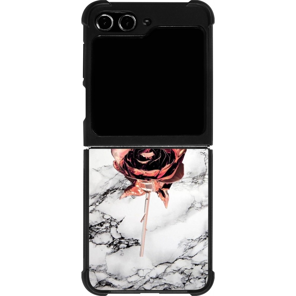 Samsung Galaxy Z Flip5 Case Hülle - Silikon schwarz Marble Rose Gold