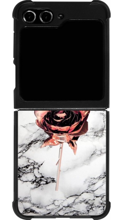 Samsung Galaxy Z Flip5 Case Hülle - Silikon schwarz Marble Rose Gold