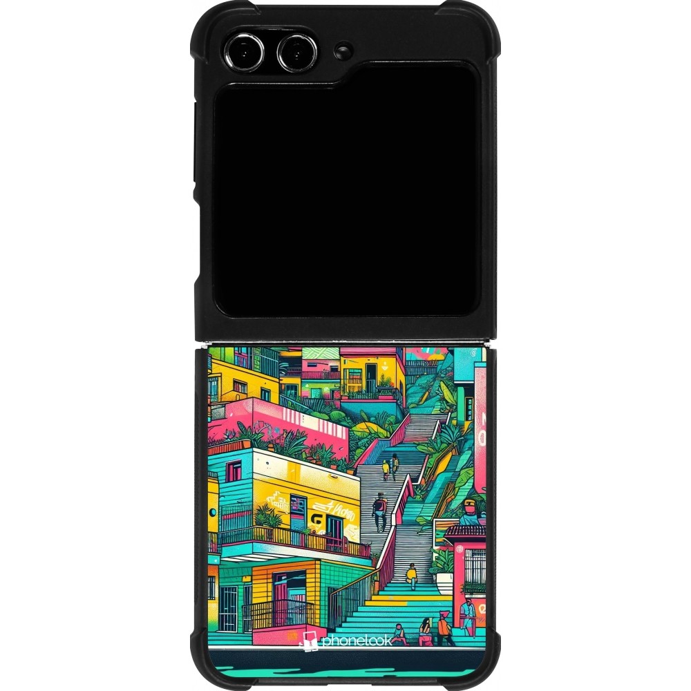 Samsung Galaxy Z Flip5 Case Hülle - Silikon schwarz Medellin Comuna 13 Kunst