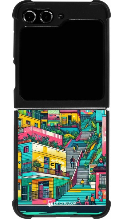 Samsung Galaxy Z Flip5 Case Hülle - Silikon schwarz Medellin Comuna 13 Kunst