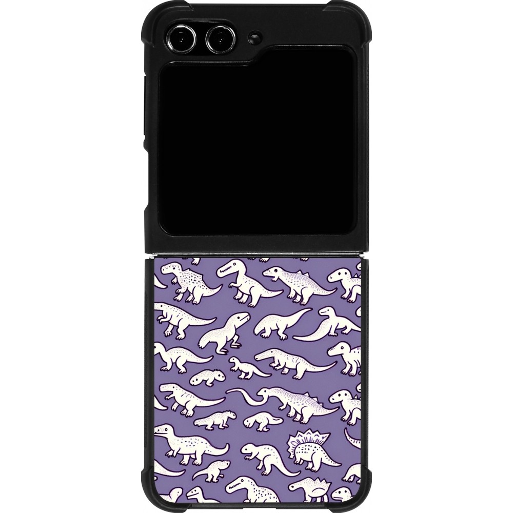 Samsung Galaxy Z Flip5 Case Hülle - Silikon schwarz Mini-Dino-Muster violett