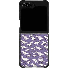 Samsung Galaxy Z Flip5 Case Hülle - Silikon schwarz Mini-Dino-Muster violett