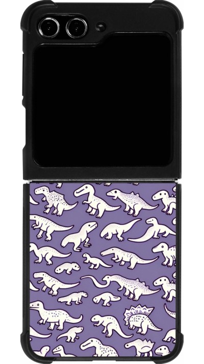 Samsung Galaxy Z Flip5 Case Hülle - Silikon schwarz Mini-Dino-Muster violett