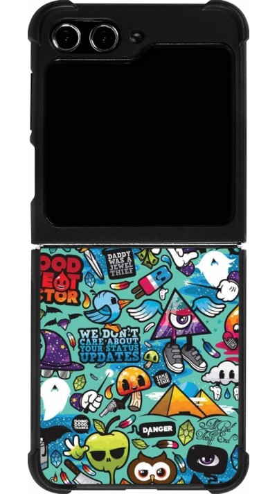 Samsung Galaxy Z Flip5 Case Hülle - Silikon schwarz Mixed Cartoons Turquoise