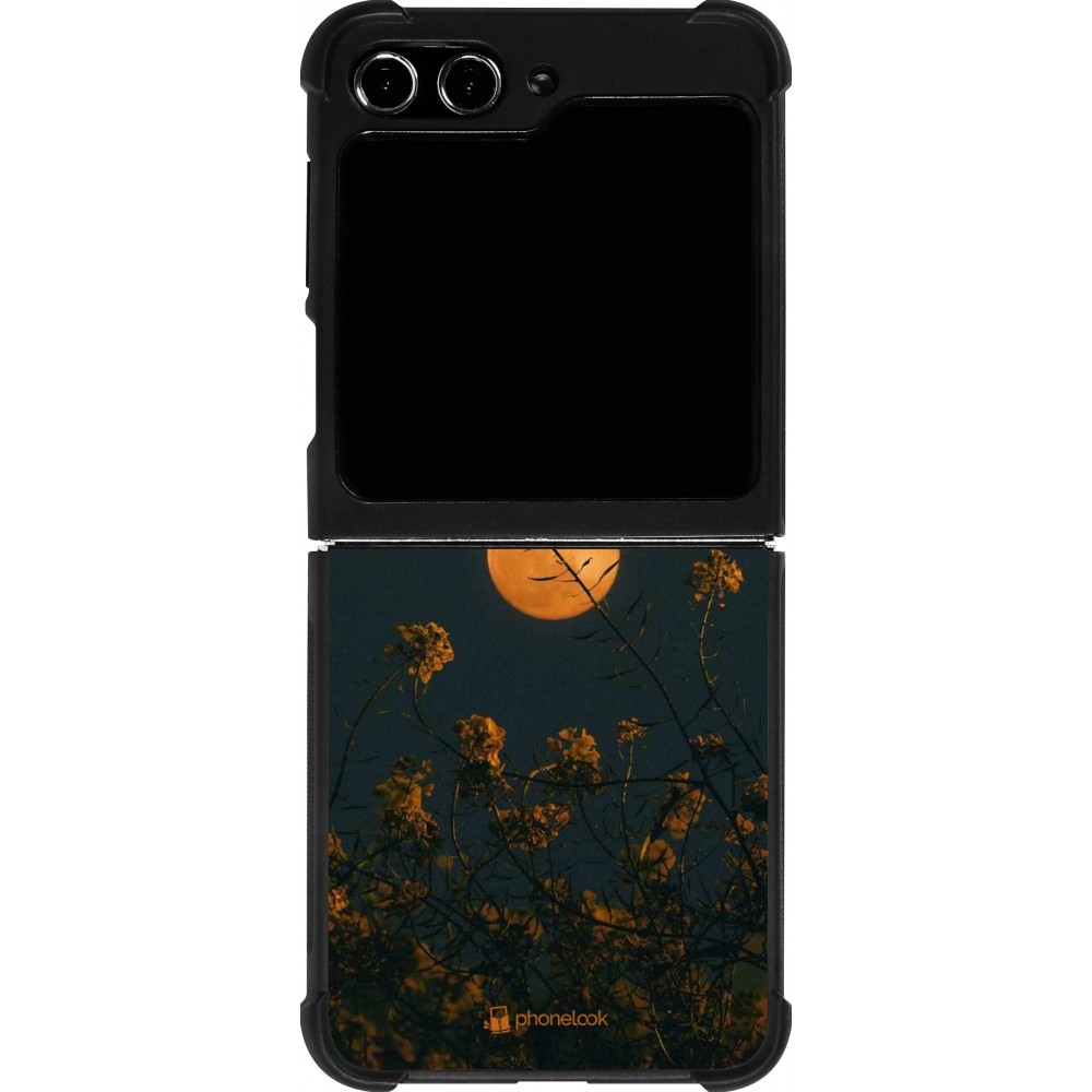 Samsung Galaxy Z Flip5 Case Hülle - Silikon schwarz Moon Flowers