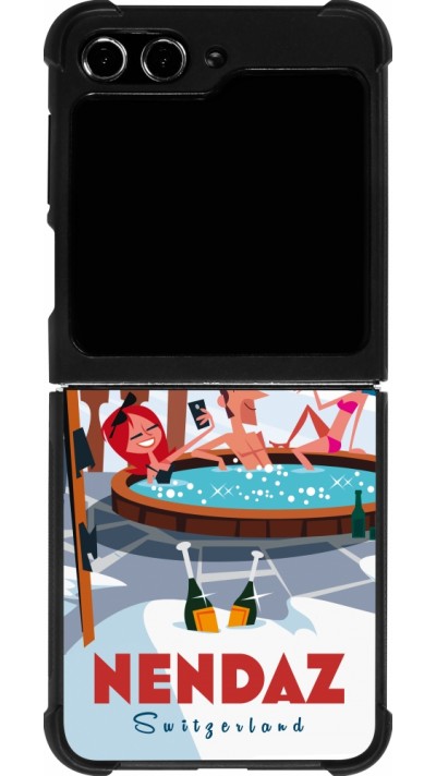 Samsung Galaxy Z Flip5 Case Hülle - Silikon schwarz Nendaz Mountain Jacuzzi