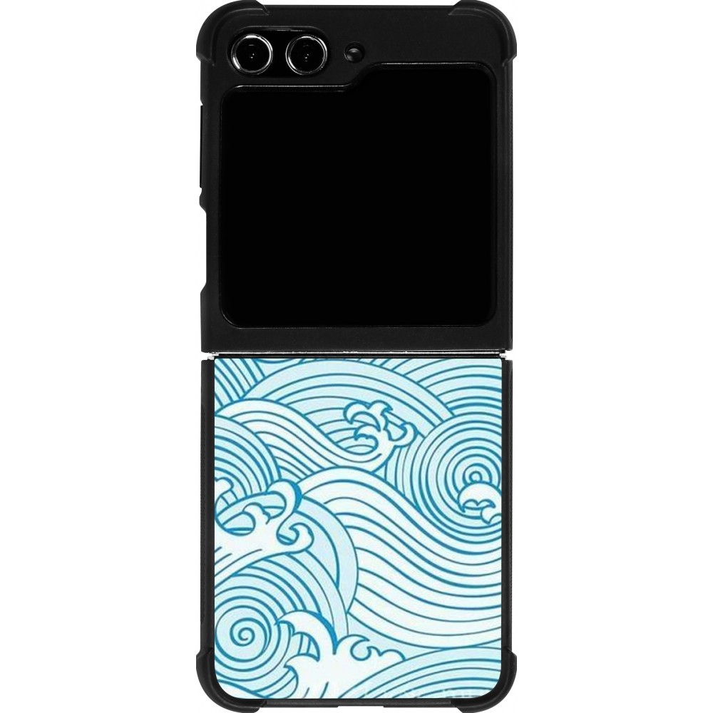 Samsung Galaxy Z Flip5 Case Hülle - Silikon schwarz Ocean Waves