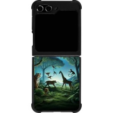 Samsung Galaxy Z Flip5 Case Hülle - Silikon schwarz Paradies der exotischen Tiere