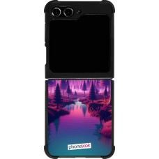 Samsung Galaxy Z Flip5 Case Hülle - Silikon schwarz Lila-rosa Landschaft