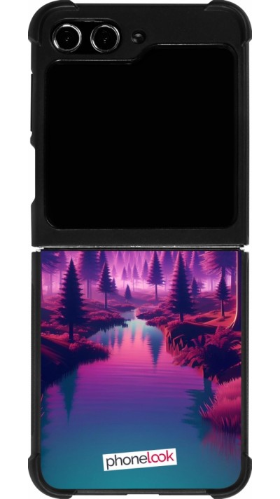 Samsung Galaxy Z Flip5 Case Hülle - Silikon schwarz Lila-rosa Landschaft