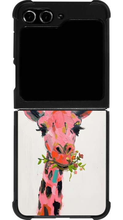 Samsung Galaxy Z Flip5 Case Hülle - Silikon schwarz Pink Girafe Paint