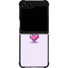 Samsung Galaxy Z Flip5 Case Hülle - Silikon schwarz Pixel Herz Hellviolett