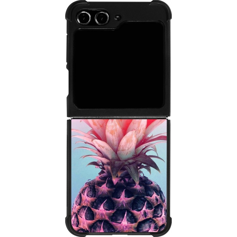 Samsung Galaxy Z Flip5 Case Hülle - Silikon schwarz Purple Pink Pineapple