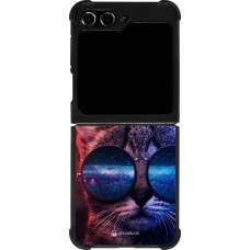 Samsung Galaxy Z Flip5 Case Hülle - Silikon schwarz Red Blue Cat Glasses