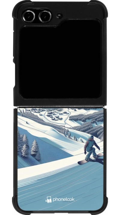 Samsung Galaxy Z Flip5 Case Hülle - Silikon schwarz Snowboarder Berg