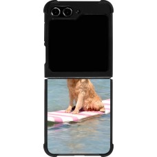 Samsung Galaxy Z Flip5 Case Hülle - Silikon schwarz Summer Dog on Paddle