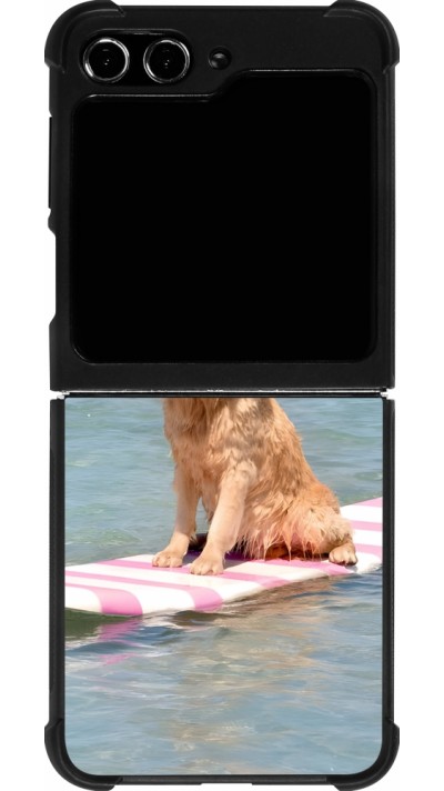 Samsung Galaxy Z Flip5 Case Hülle - Silikon schwarz Summer Dog on Paddle